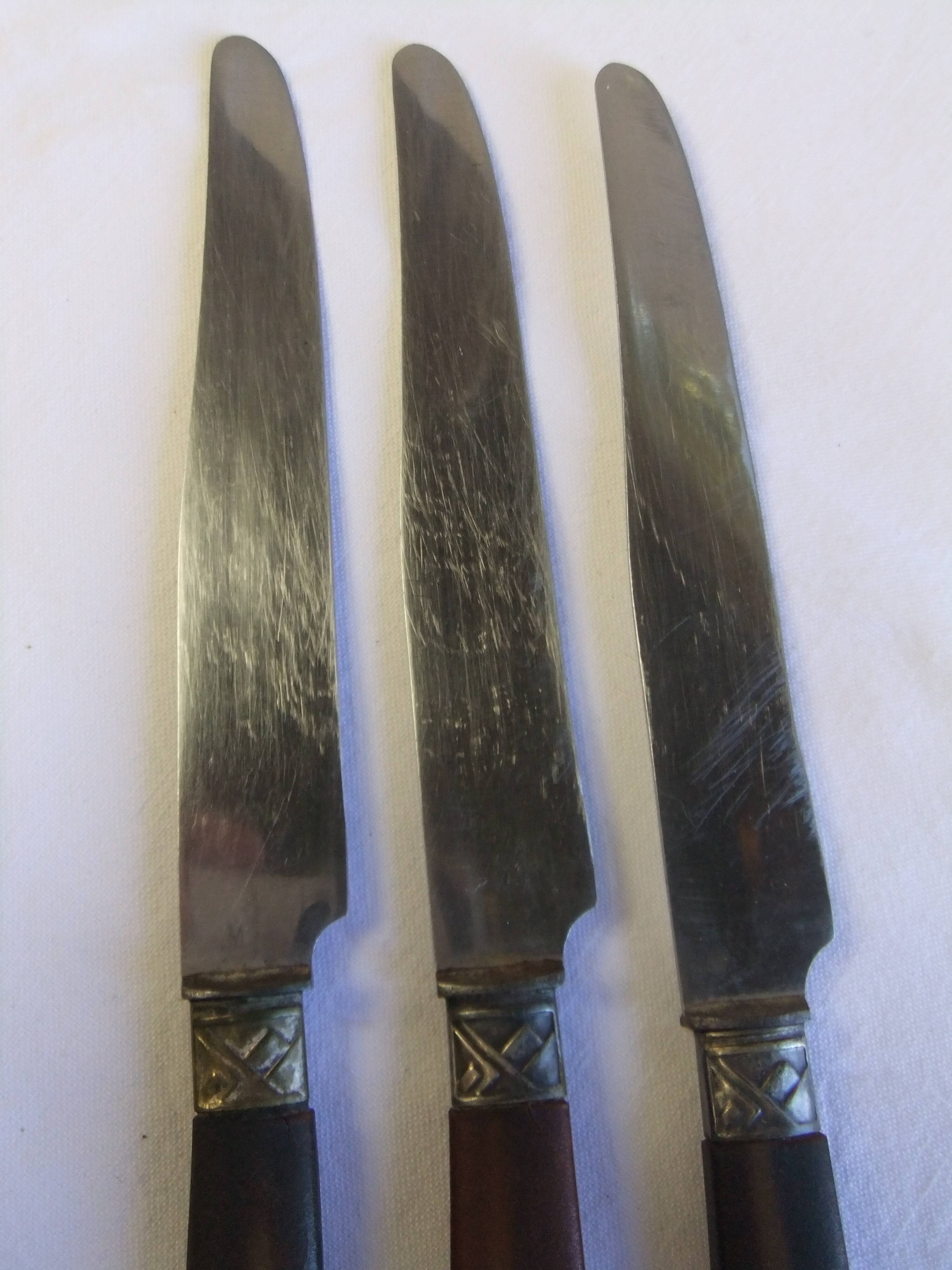 Antique knives cutlery table service stamp Au Diamant