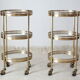 Pair of round old brass glass desserts