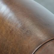 Characterful vintage sturdy 2-seater club sofa made of sheepskin leather