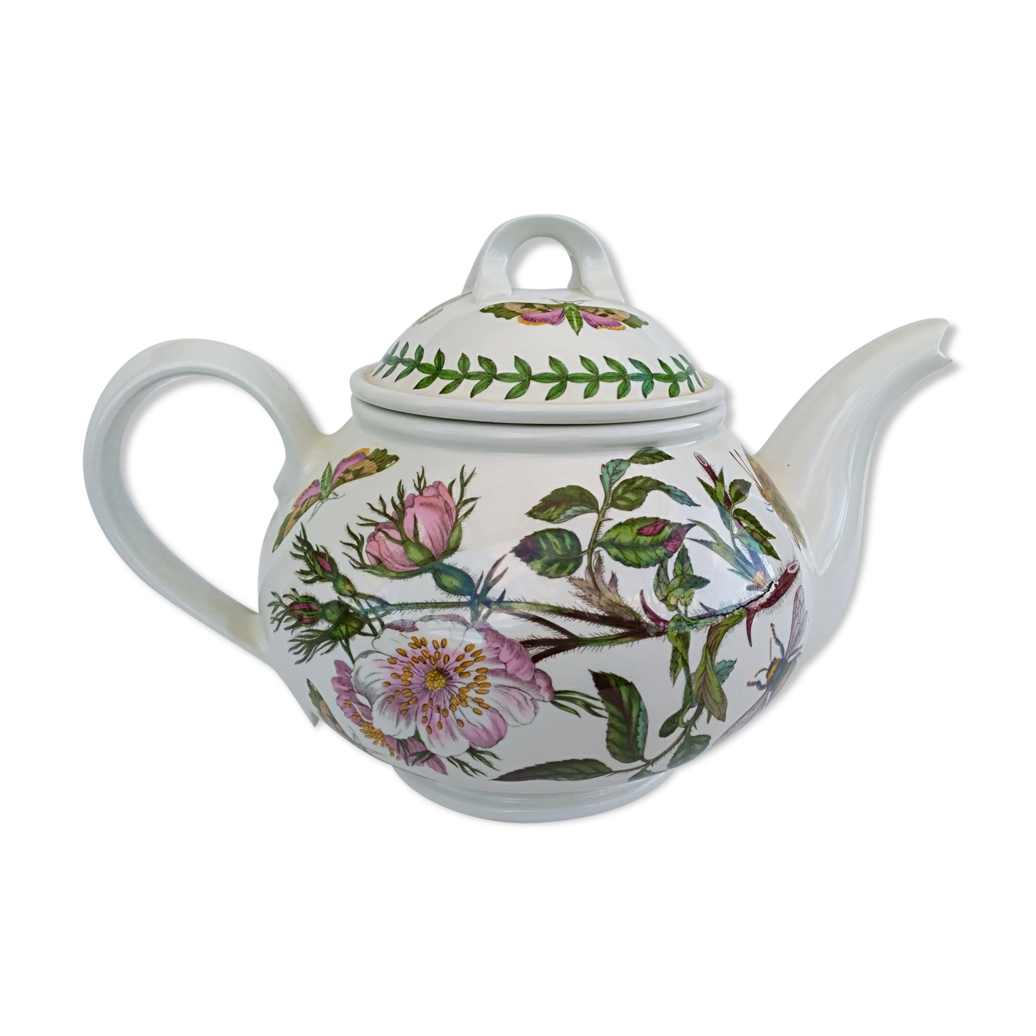 Faîence teapot portmeirion made in england décor botanic garden