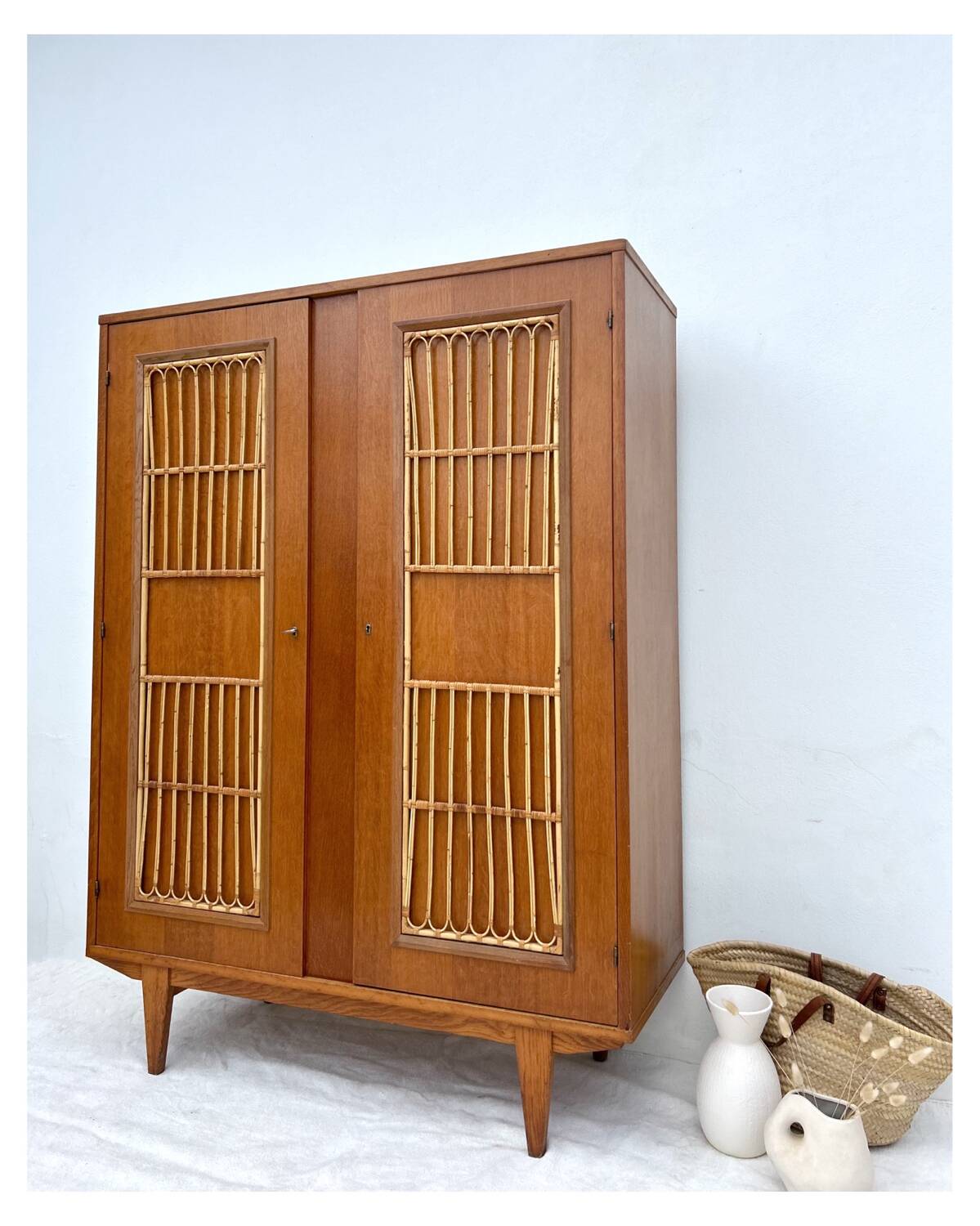 Vintage rattan cabinet