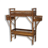 Mid century wicker and beech plant stand, 1960´s, Central Europe