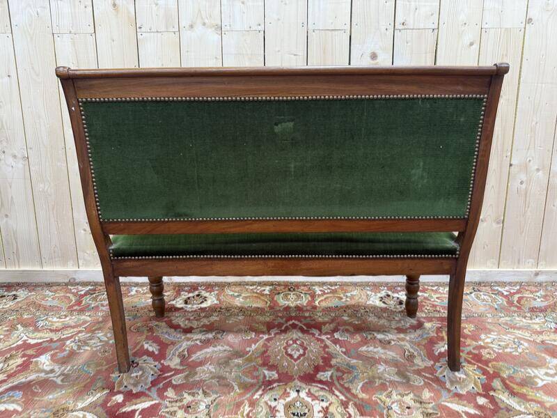 Petite canapé - banquette époque Restaurarion en noyer