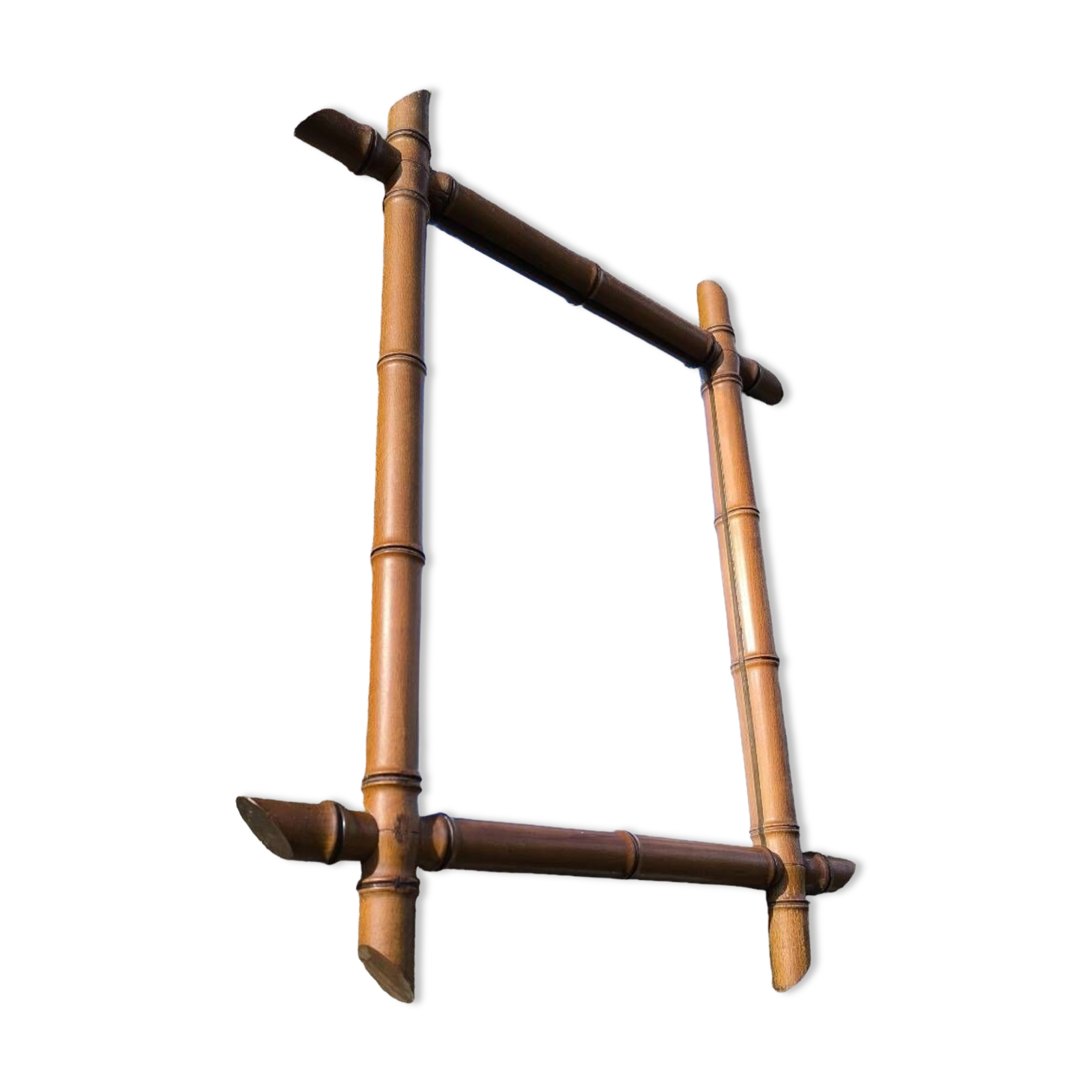 Bamboo-style turned wooden mirror, 1950s