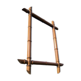 Miroir en bois tourné façon bambou 1950