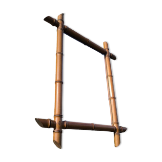 Bamboo-style turned wooden mirror, 1950s