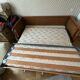 Vintage convertible wooden and cane sofa