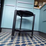 2-tray blackened wood serving trolley