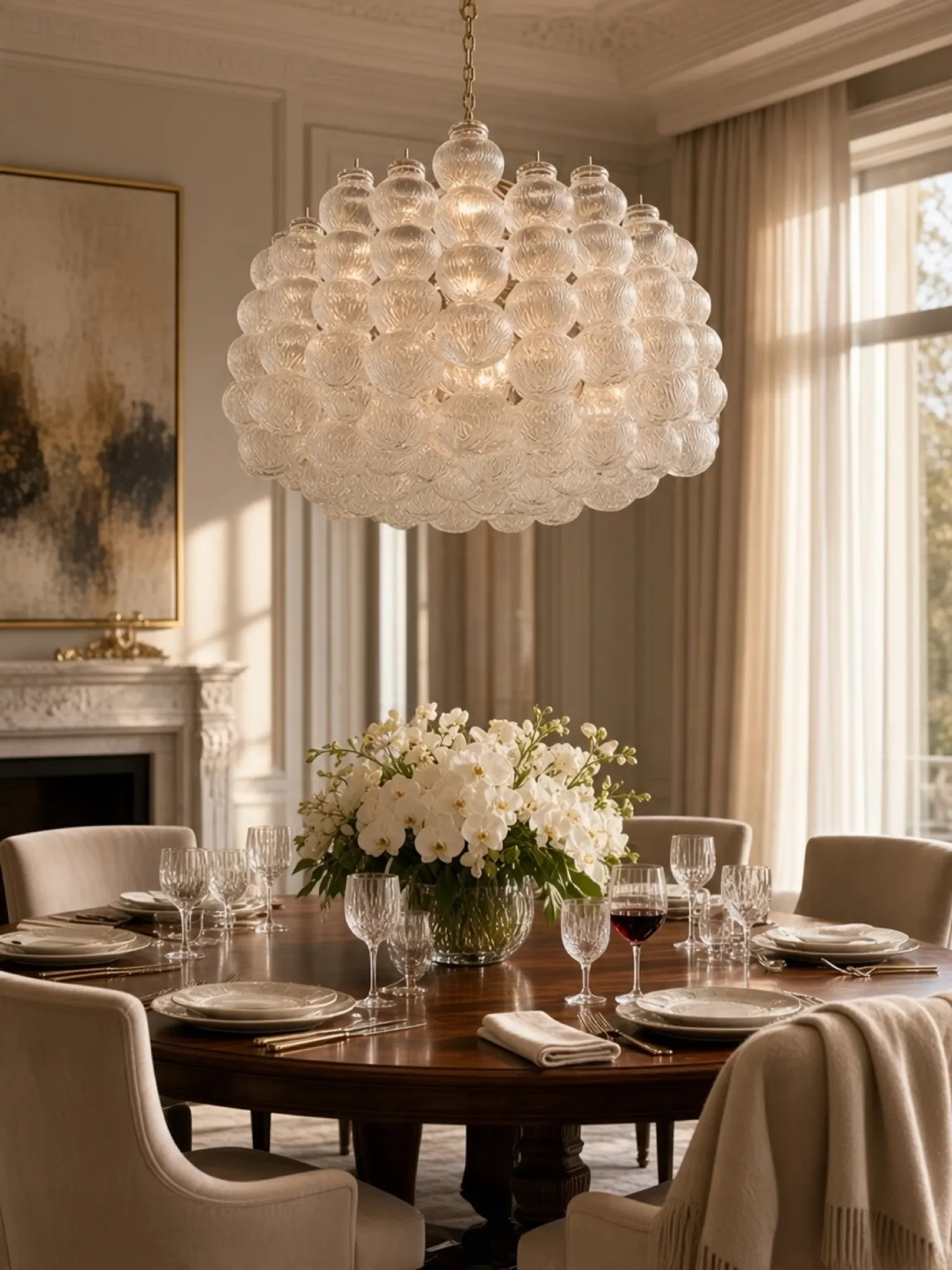 Large Murano Glass Bubble Chandelier 1980’s 11 Lights 