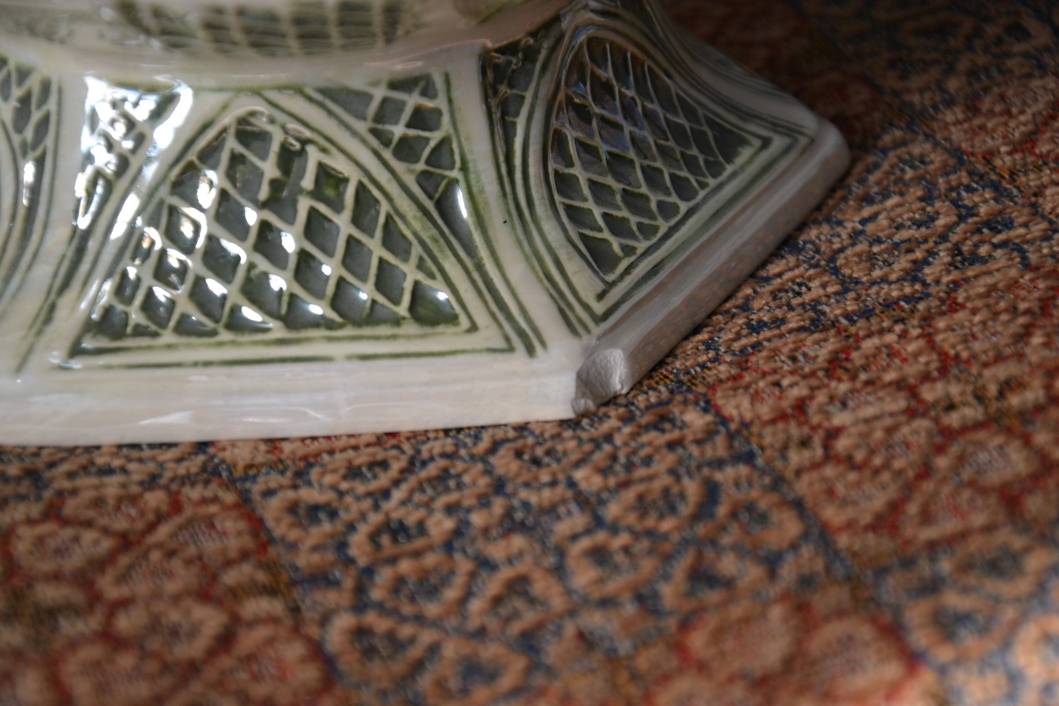 Decorative pitcher/sculpture in ceramic signed JMS