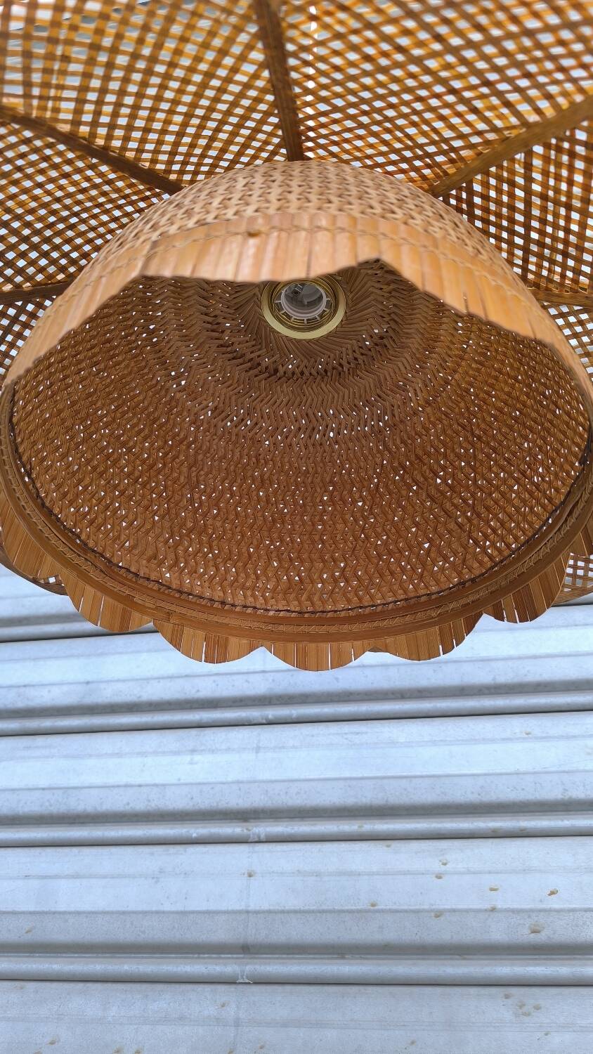 Vintage wicker flower pendant light