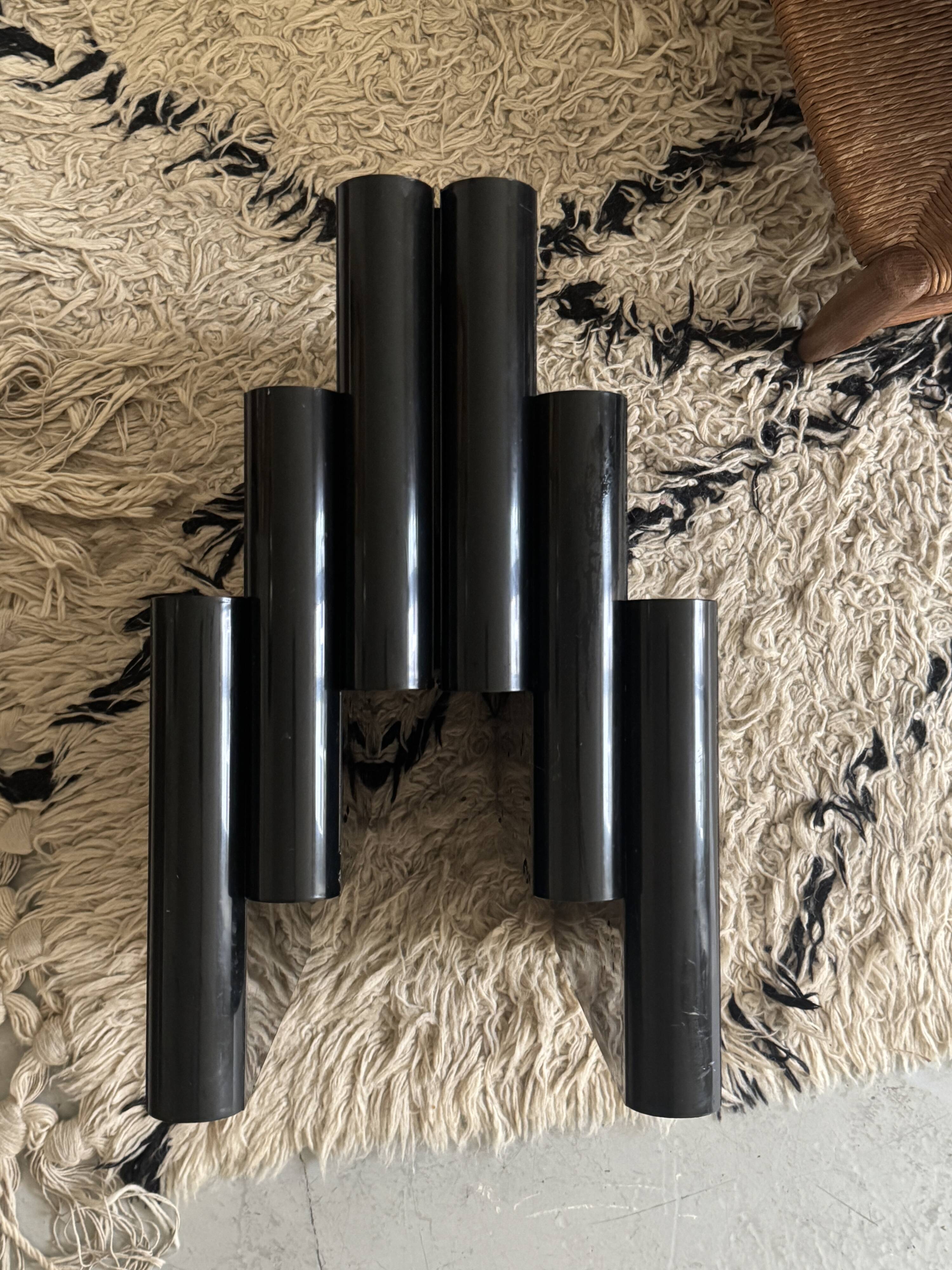 Large black magazine rack by Giotto Stoppino for Kartell, Italy 1970.