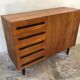 Vintage storage cabinet 1960's 5 drawers 2 doors