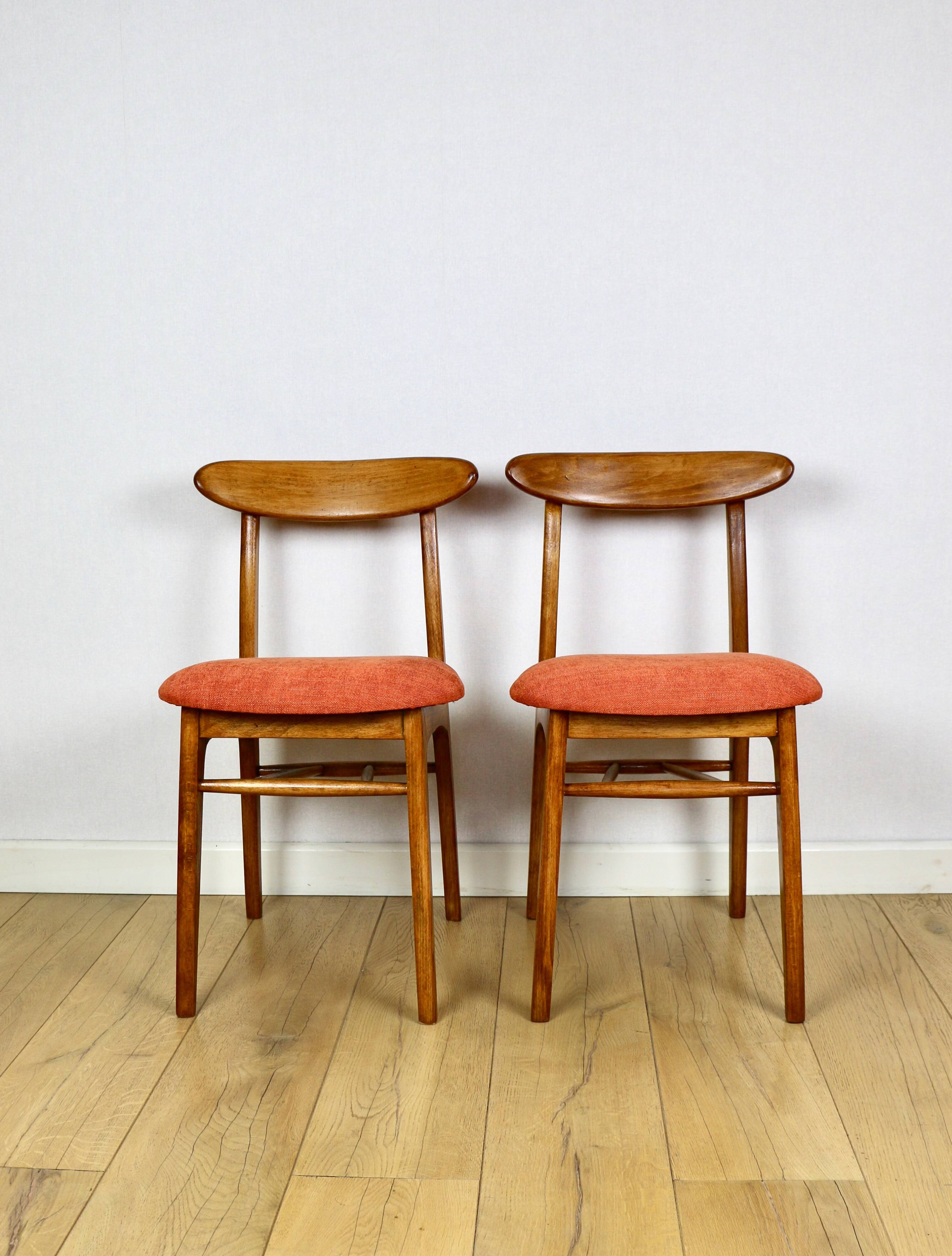 Chaise vintage Hałas brique terracotta - ensemble de 4