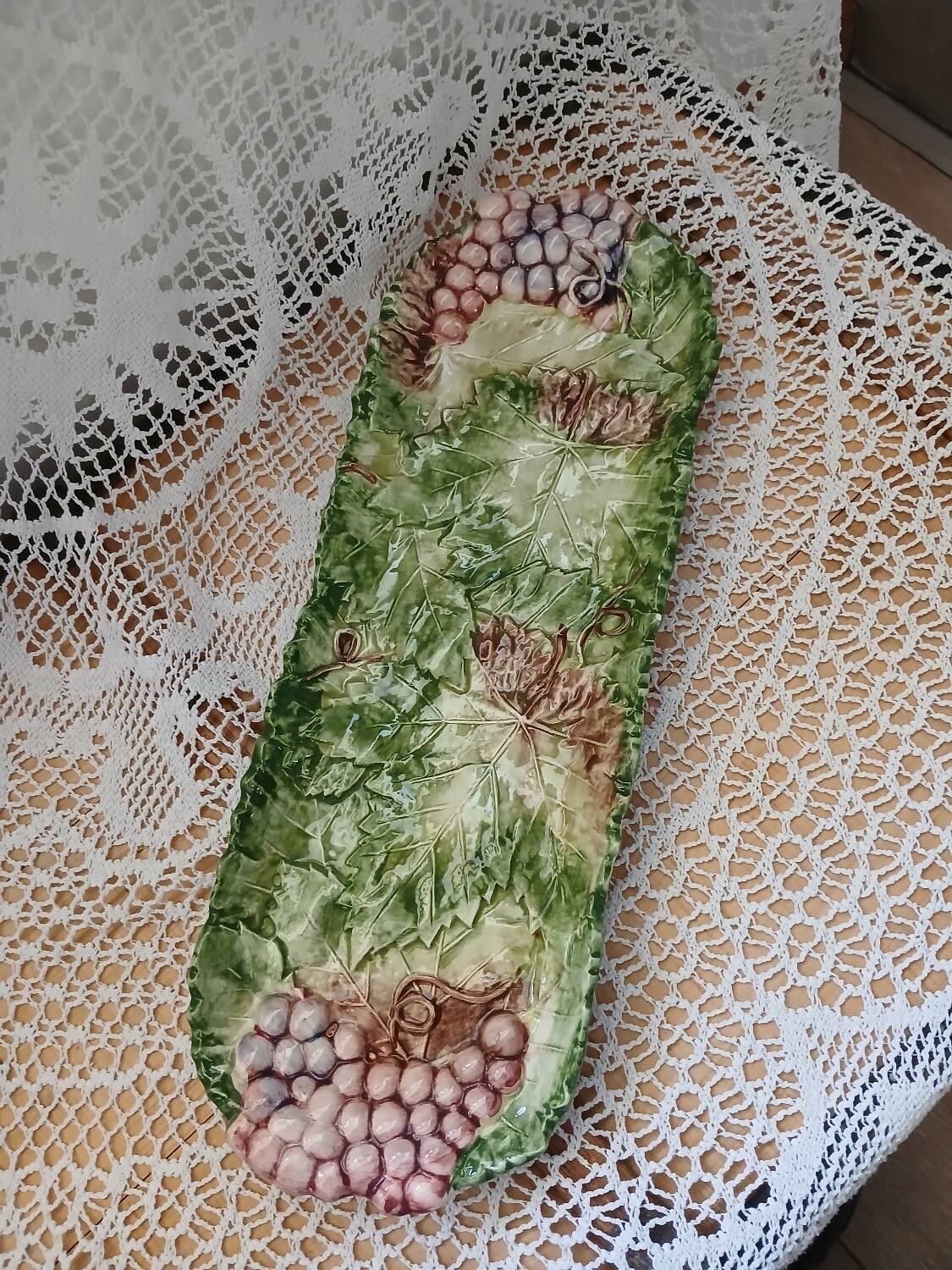 Antique oval slip dish