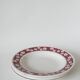 Set of 4 Saint Amand soup plates with burgundy flower outlines 1950