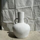 Handcrafted terracotta vase painted white with double handles h:40 d:30