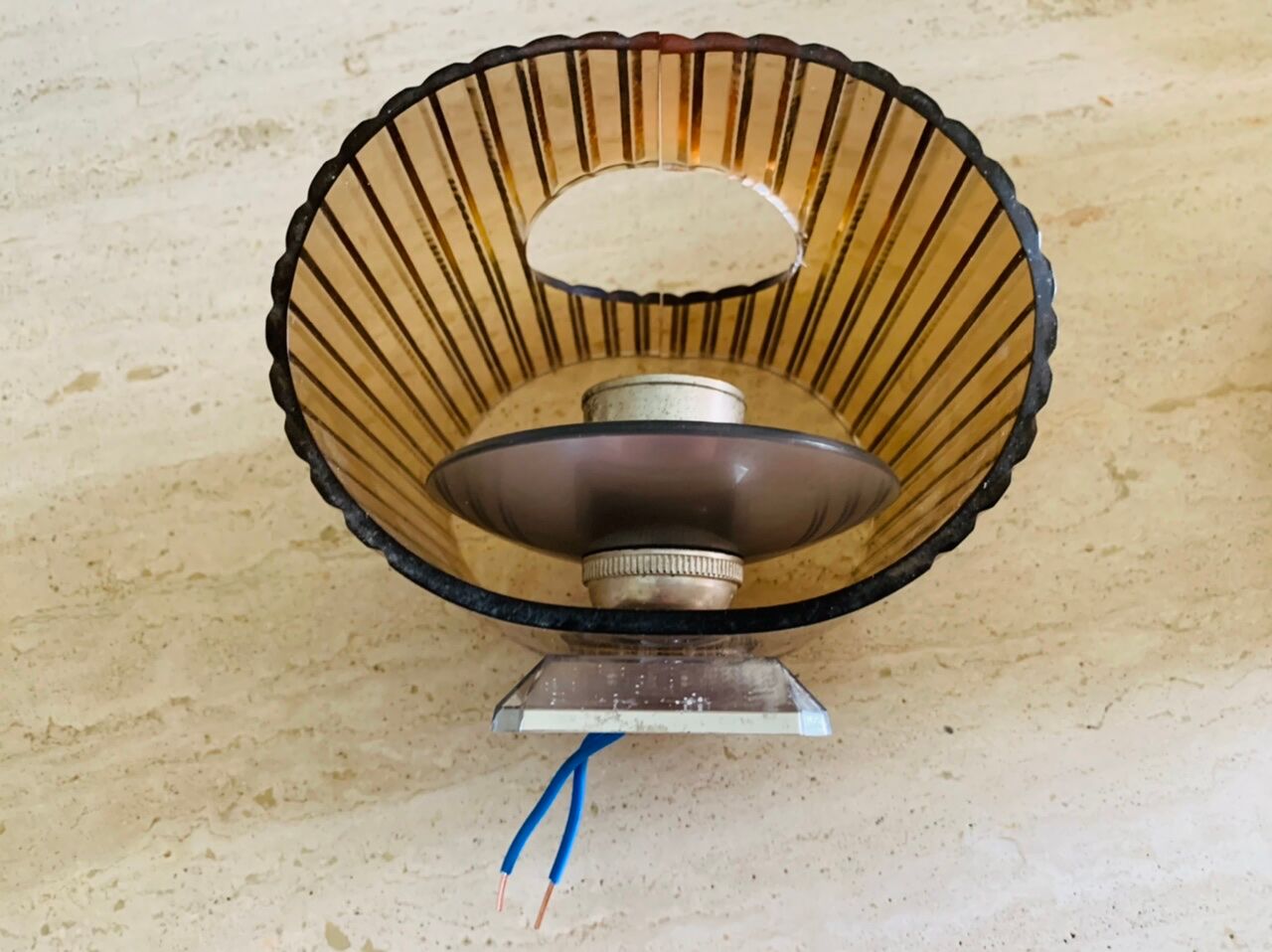 Set of 3 vintage wall lamps in smoked plexiglass, circa 1970's