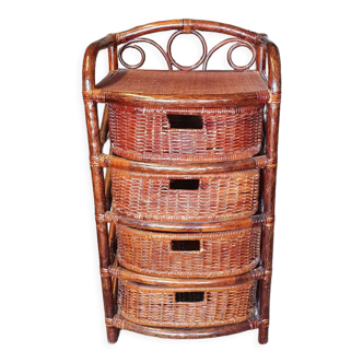 Bamboo and rattan chest of drawers