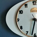 Vintage formica clock oval silent wall clock "Cadelec blue"