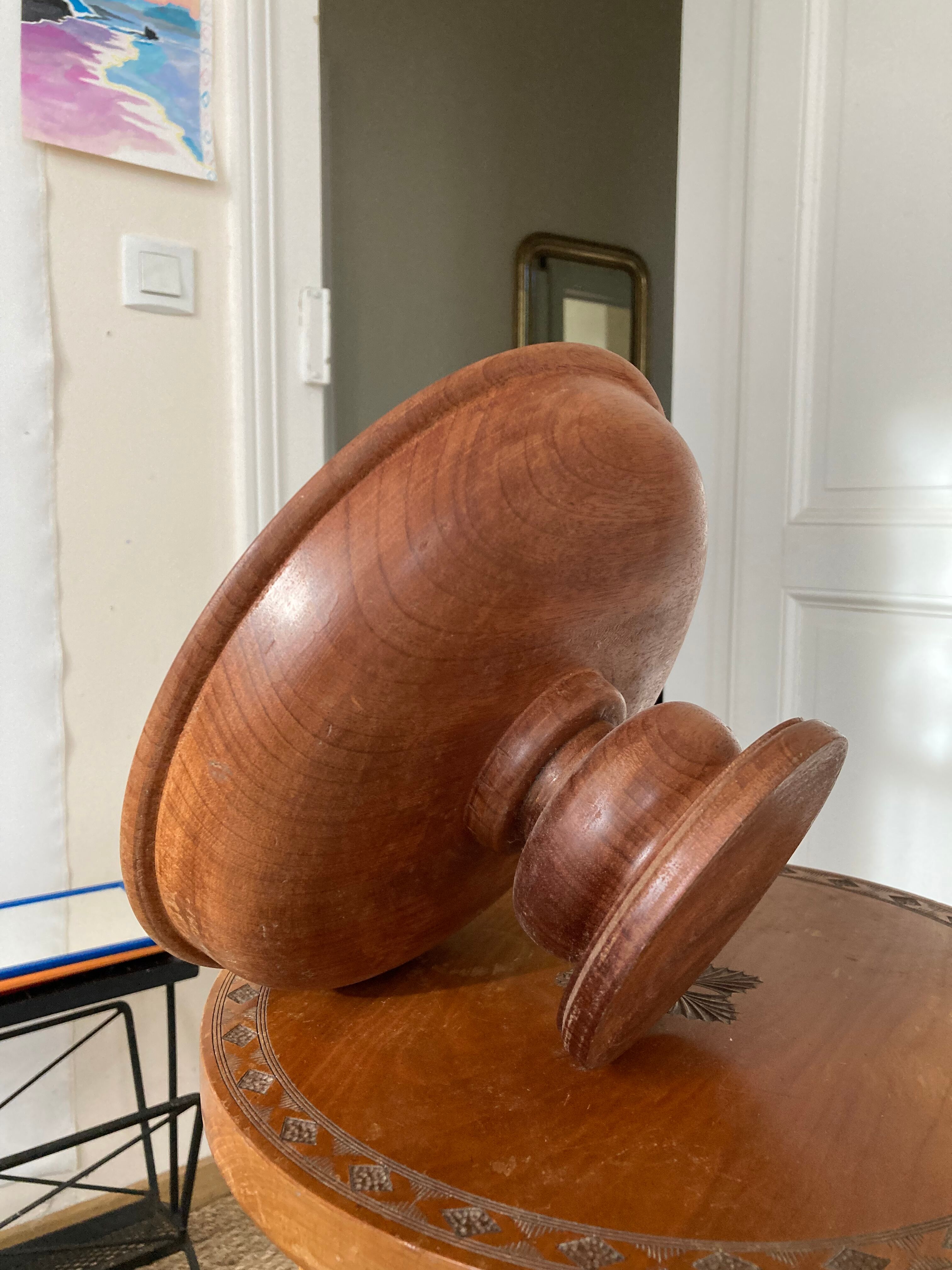 Compotier in solid turned wood 1970