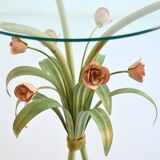 Pedestal table / Side table bouquet of flowers / Roses wrought iron 1960 vintage