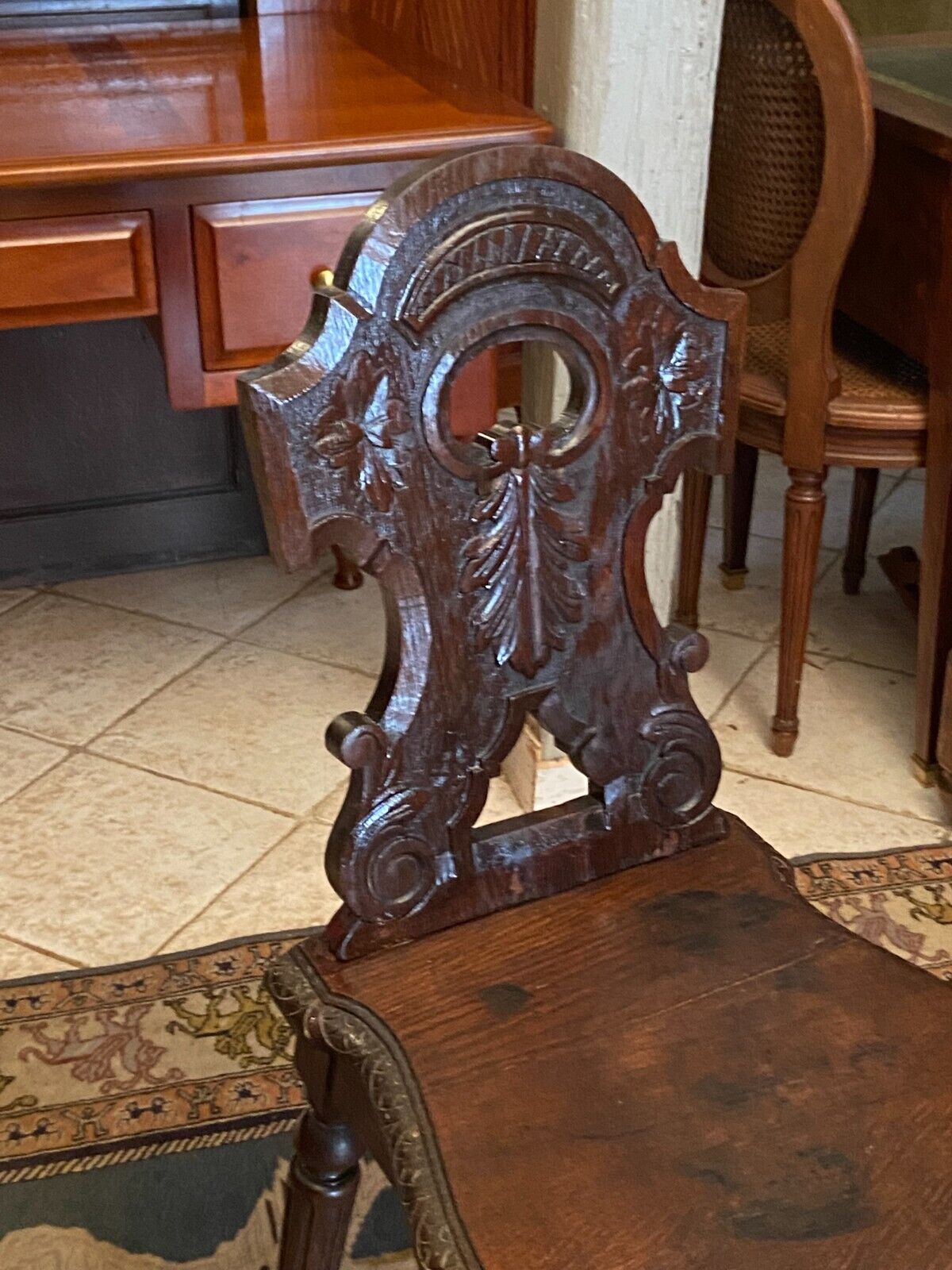 Lorraine nineteenth century chair in solid oak richly carved regency style