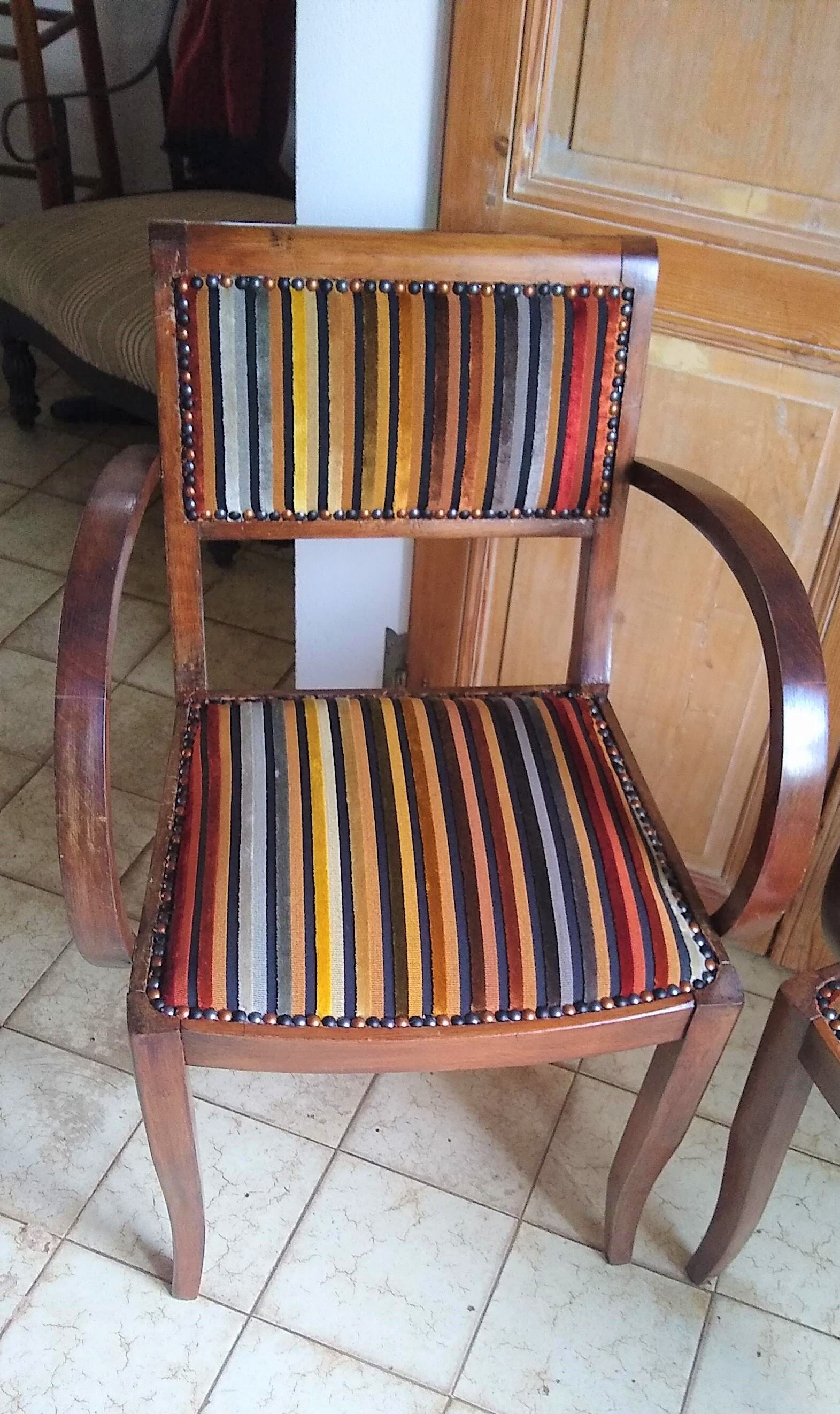 Pair of bridge armchairs from the 50s restyled for English boudoir