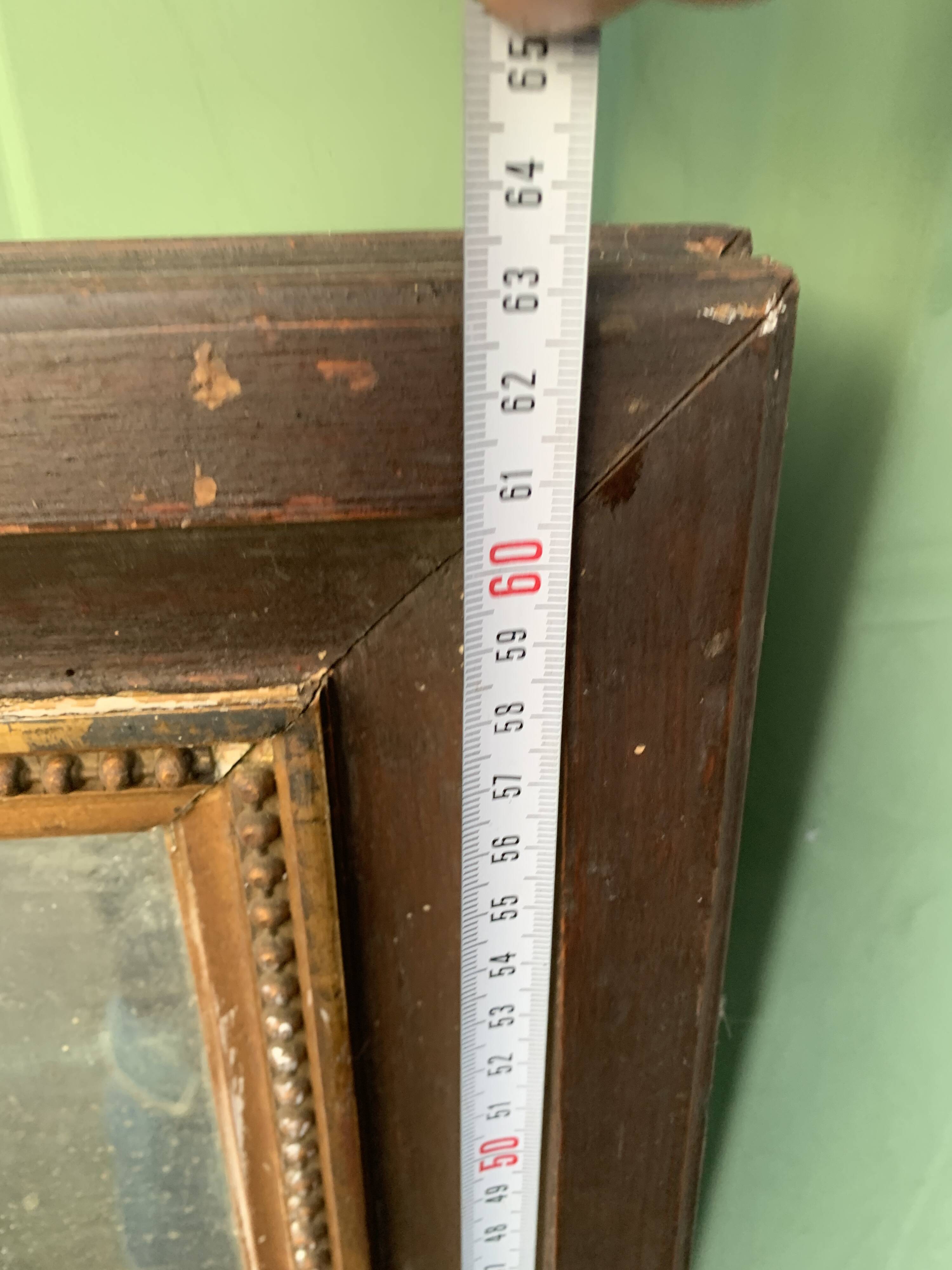 Antique rectangular mirror, carved frame