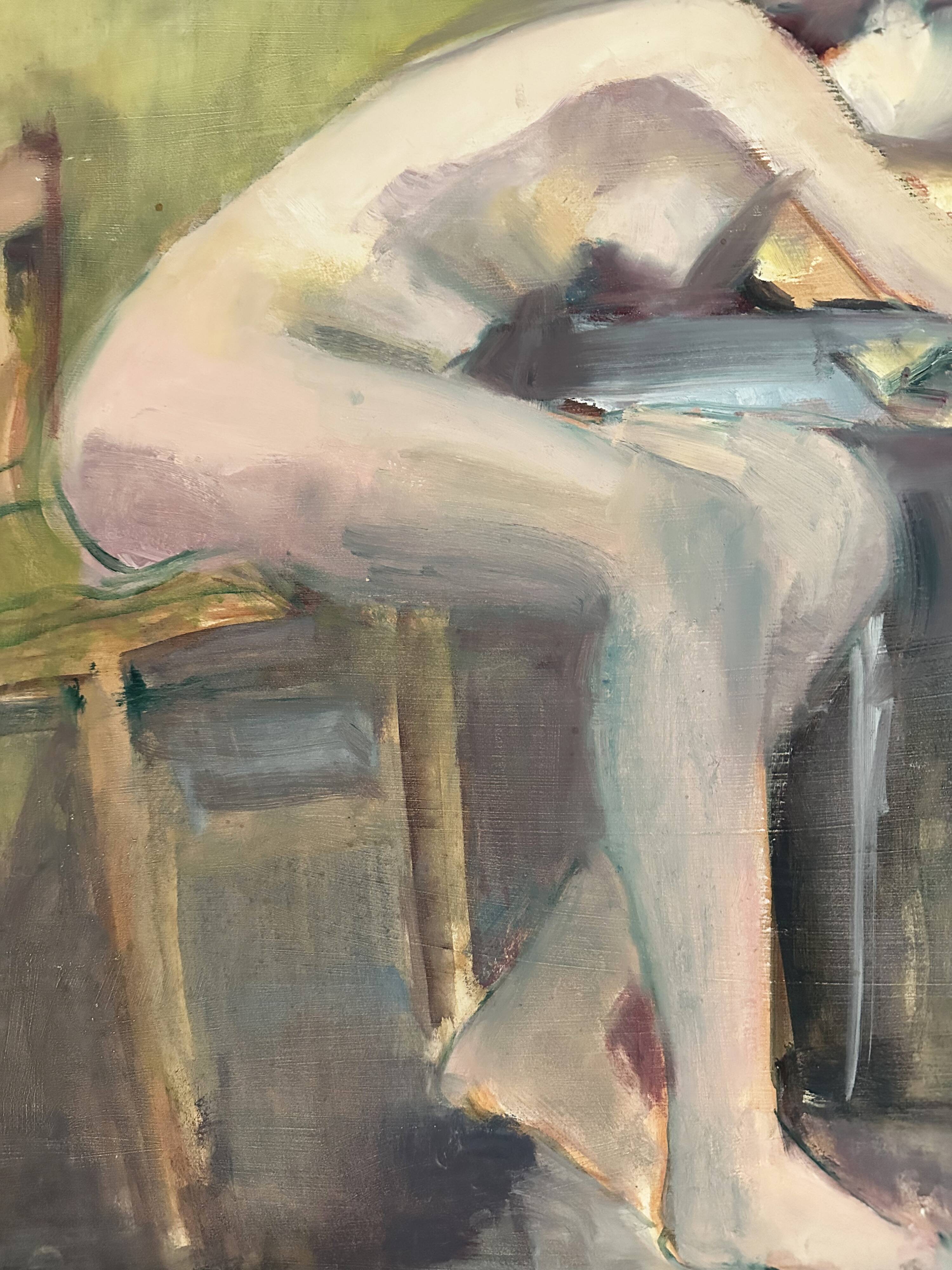 Original French figurative painting from the 70s signed Marais