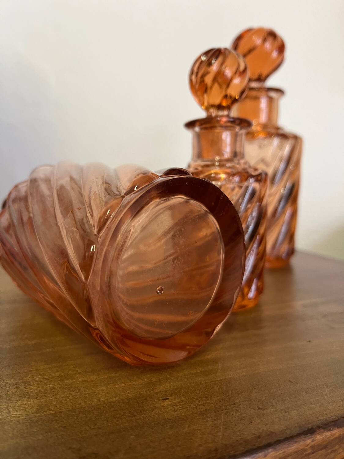 Set of 3 toilet garniture flacons from the late 19th century.