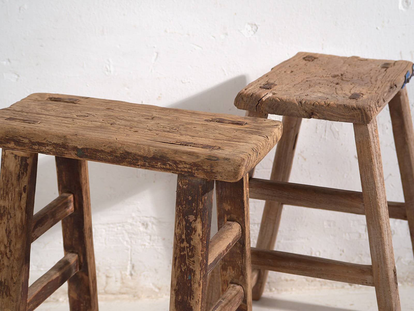 Pair of antique stools for bedside tables (circa 1900). Set of 2 pieces