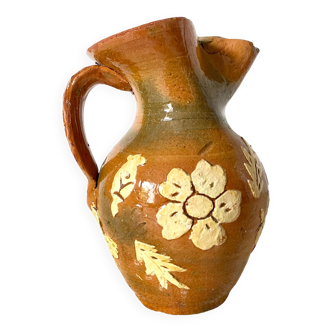 Jug pitcher, flowered pottery