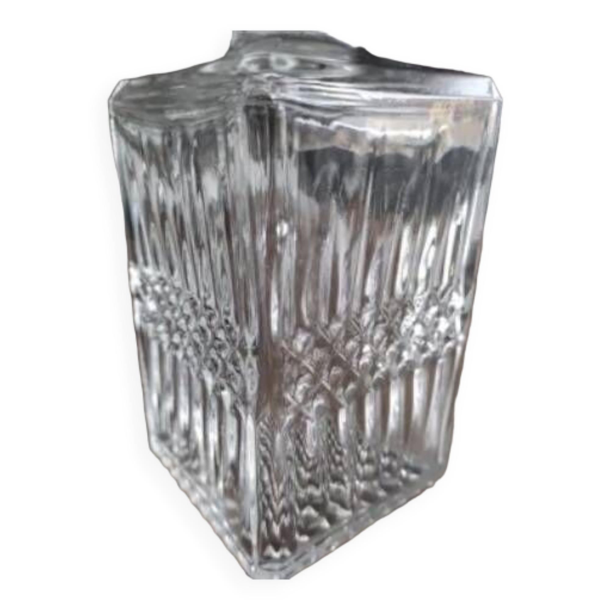 Vintage whiskey decanter in diamond faceted glass airtight stopper