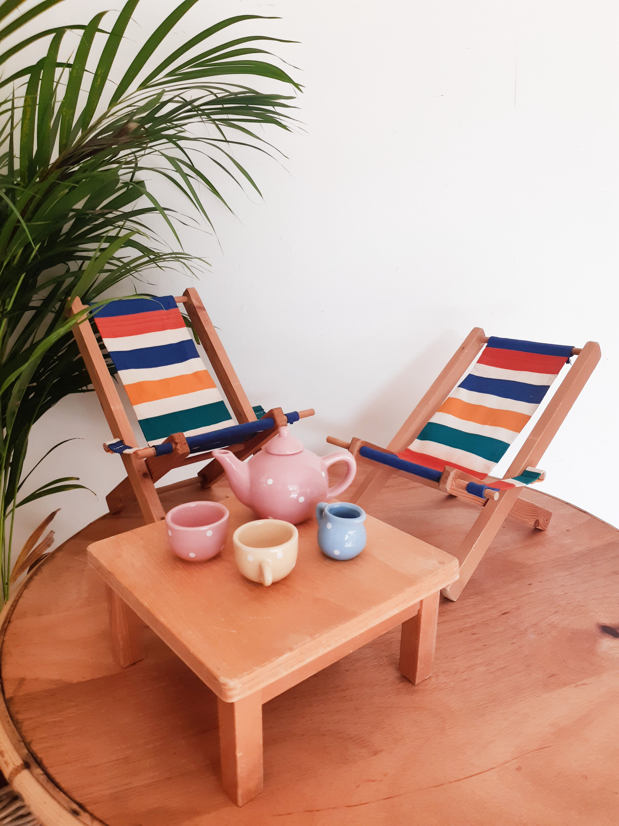 Wooden doll garden furniture