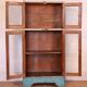 Old art deco showcase in original turquoise-white patina burmese teak