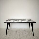 Abstract Painted Dining Table in Black and White, 1953