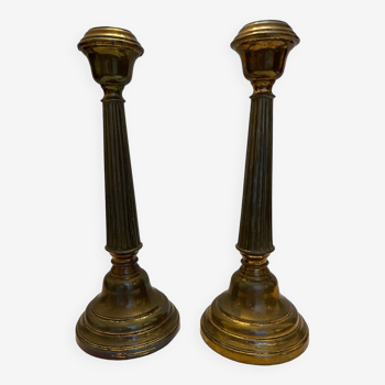 Pair of gilded bronze candlesticks