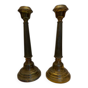 paire de bougeoirs en - bronze