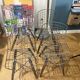 Set of 4 vintage Wire chairs in metal and wood