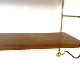 Brass and beech string shelves, 1960