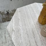 Octagonal travertine coffee table