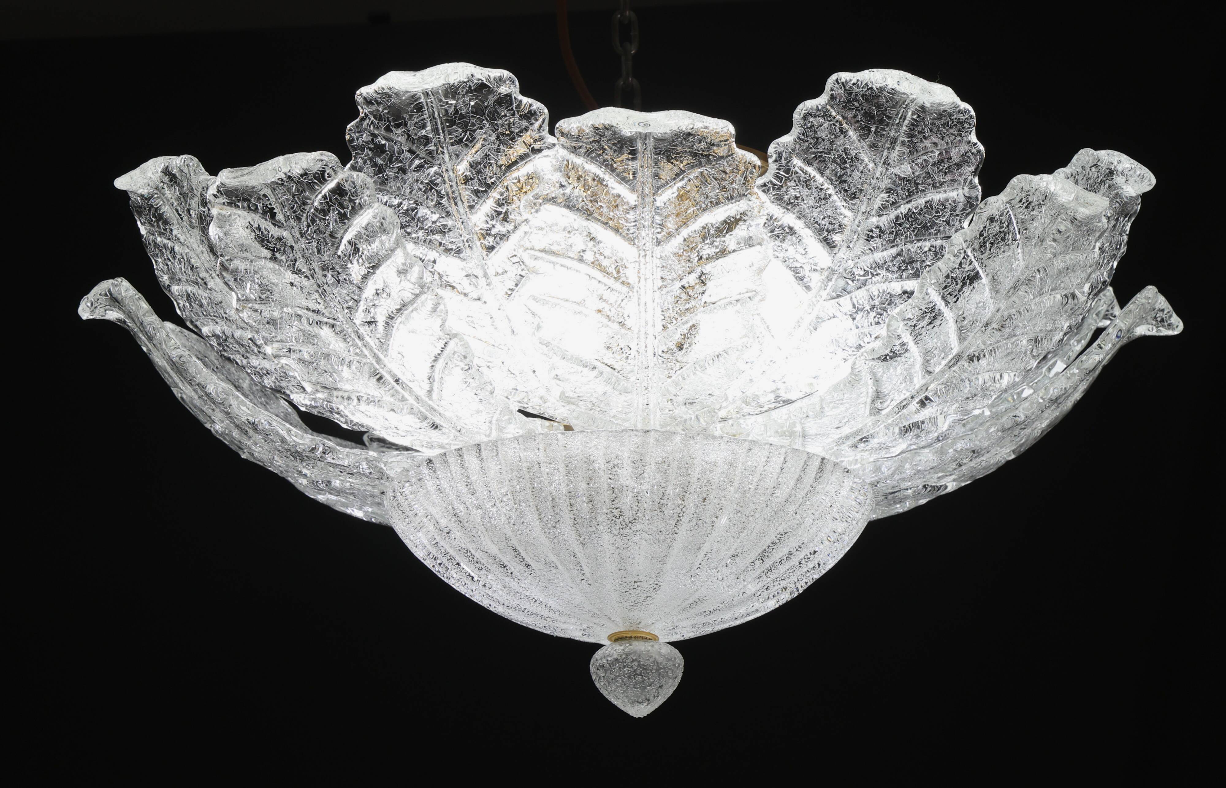 Procida, Murano Clear trasparent Vintage Glass Ceiling Light, 1970s