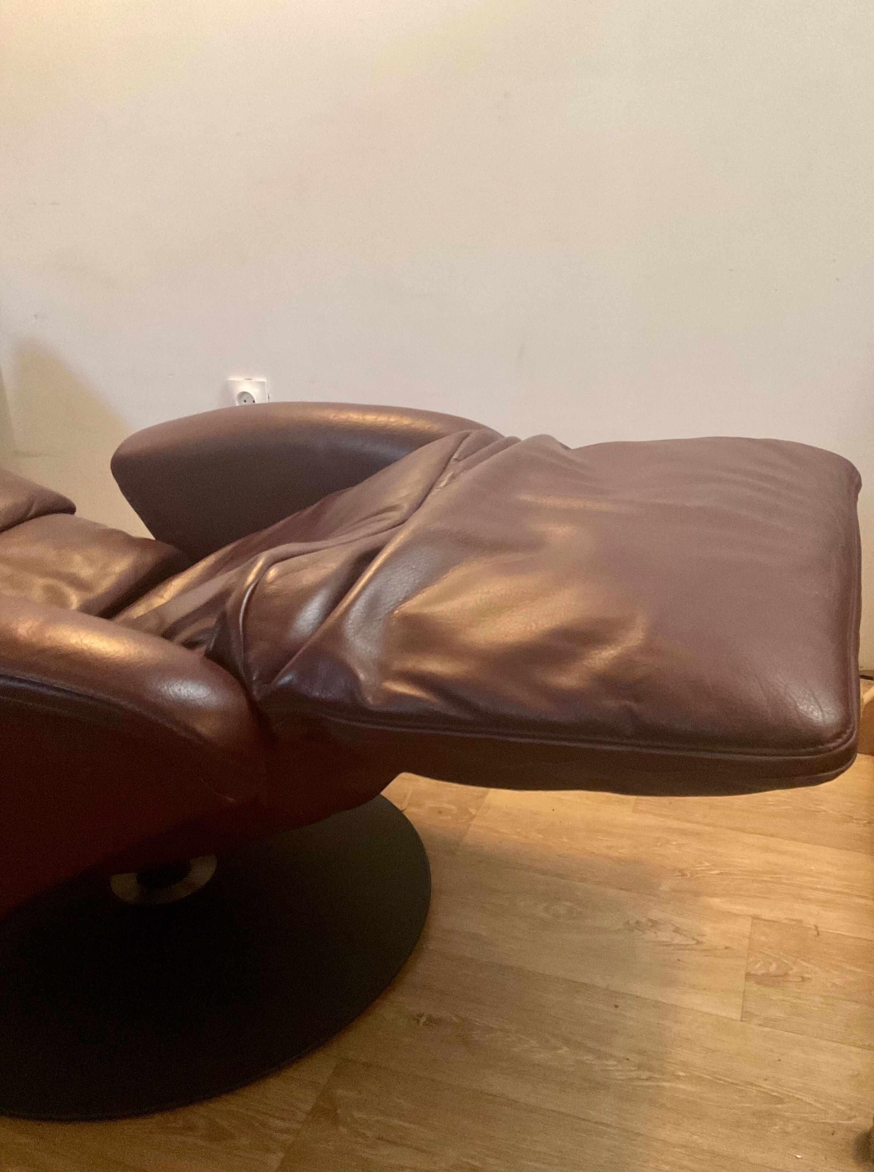 Fauteuil relax Jori des années 70 80 en cuir