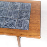 Table basse en palissandre avec carreaux bleus de design danois par Arrebo Furniture, années 1960