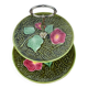 2-tiered majolica server/tray, Sarreguemines, early 20th century
