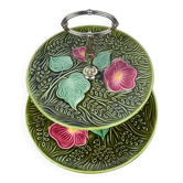 Serviteur / plateau à 2 étages majolique, Sarreguemines, Début XXème