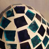 Blue mosaic glass egg lamp