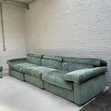 Modular 5 piece sofa fully reupholstered in green velvet