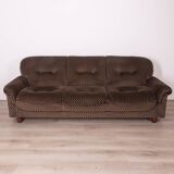 Living room sofa and pair of vintage armchairs from the 70s in italian design fabric